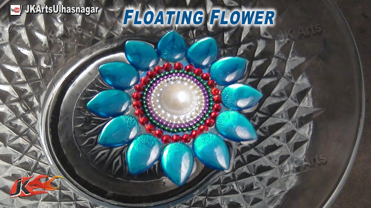 DIY How to make Floating Kundan Rangoli | Rhinestone Floating Flower | JK Arts 691