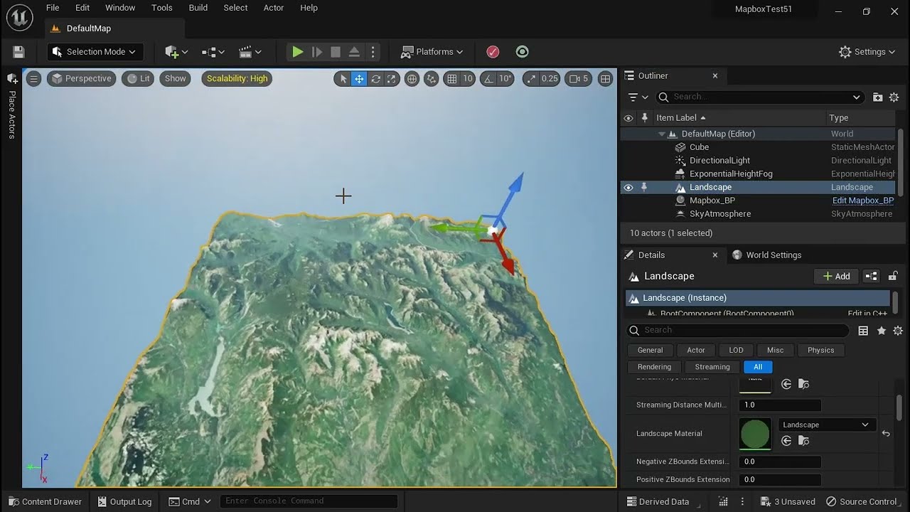 Unreal Mapbox Bridge -- Tut on how to overlay a satellite image on your landscape