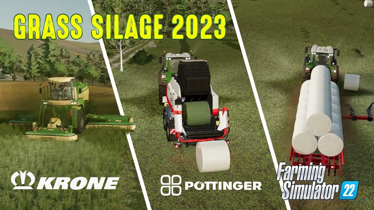 Grass Silage 2023 - Krone Big M 450 & Pöttinger Impress 185VC Pro - Farming Simulator 22