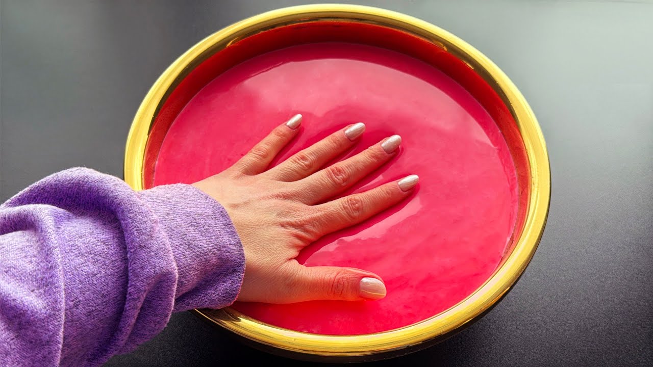 Making Super Satisfying Glossy Pink Oobleck ASMR
