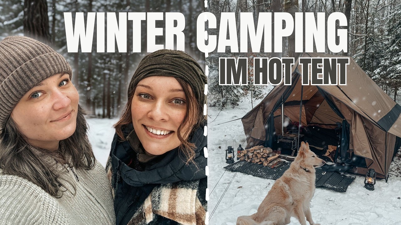 Gemütliches Winter-Camping im Wald mit @OutdoorAnca  🌲❄️ Hot Tent im Schnee Winter Overnighter