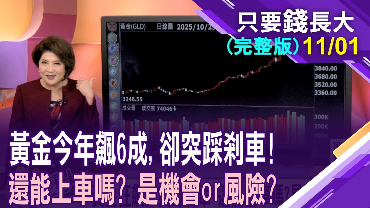 投行大喊價!黃金在4380見高後回檔 後勢還有戲?抗通膨,黃金是真錢?1971年至今漲100倍!小資族加入儲金行動不嫌晚?【20251101只要錢長大(完整版)*鄭明娟(呂漢威&times;盧昱衡)】