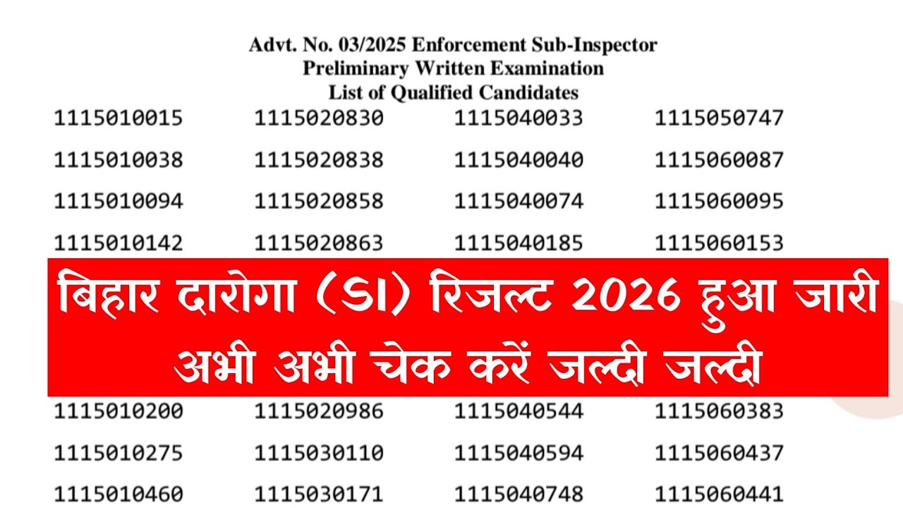 bihar daroga result 2026 | Bihar Police SI Result 2026 | How to check Bihar Police SI Result 2026