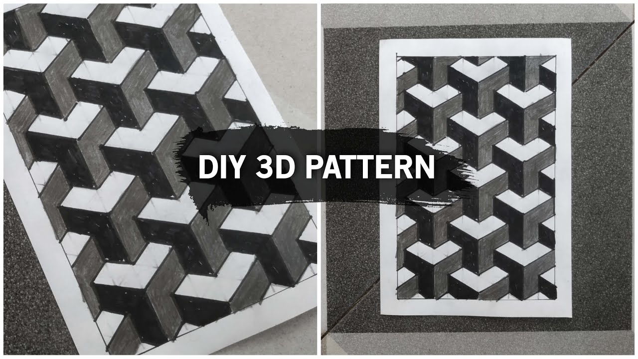 Menggambar Pola 3 Dimensi Kotak - DIY 3D Pattern