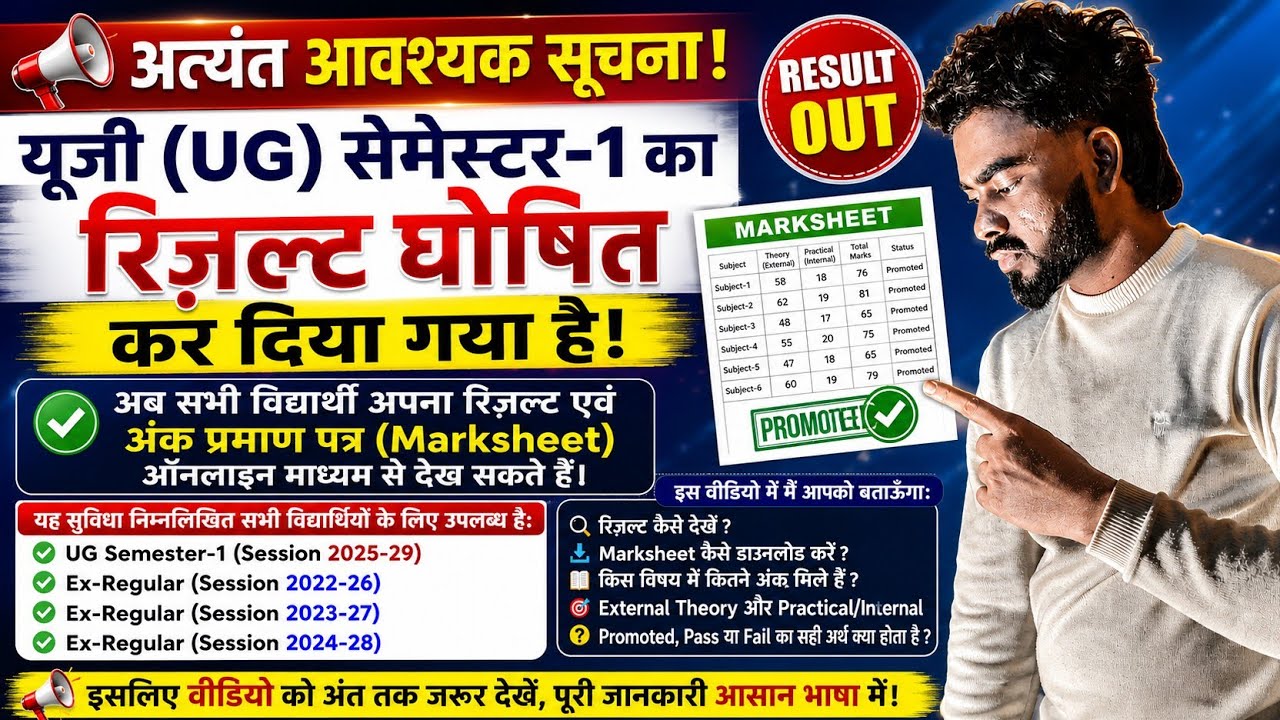 SKMU UG Semester-1 Result 2025-29 | Marksheet Download | Pass/Fail/Promoted kya Hain 