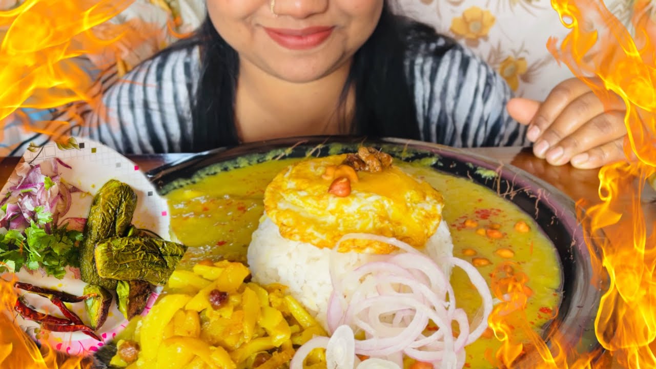 Gravy Dal Chawal, Alu Chana Bhaji& Omlet🥵Extrem Mukbang/Spicy Mukbang/Indian New Mukbang
