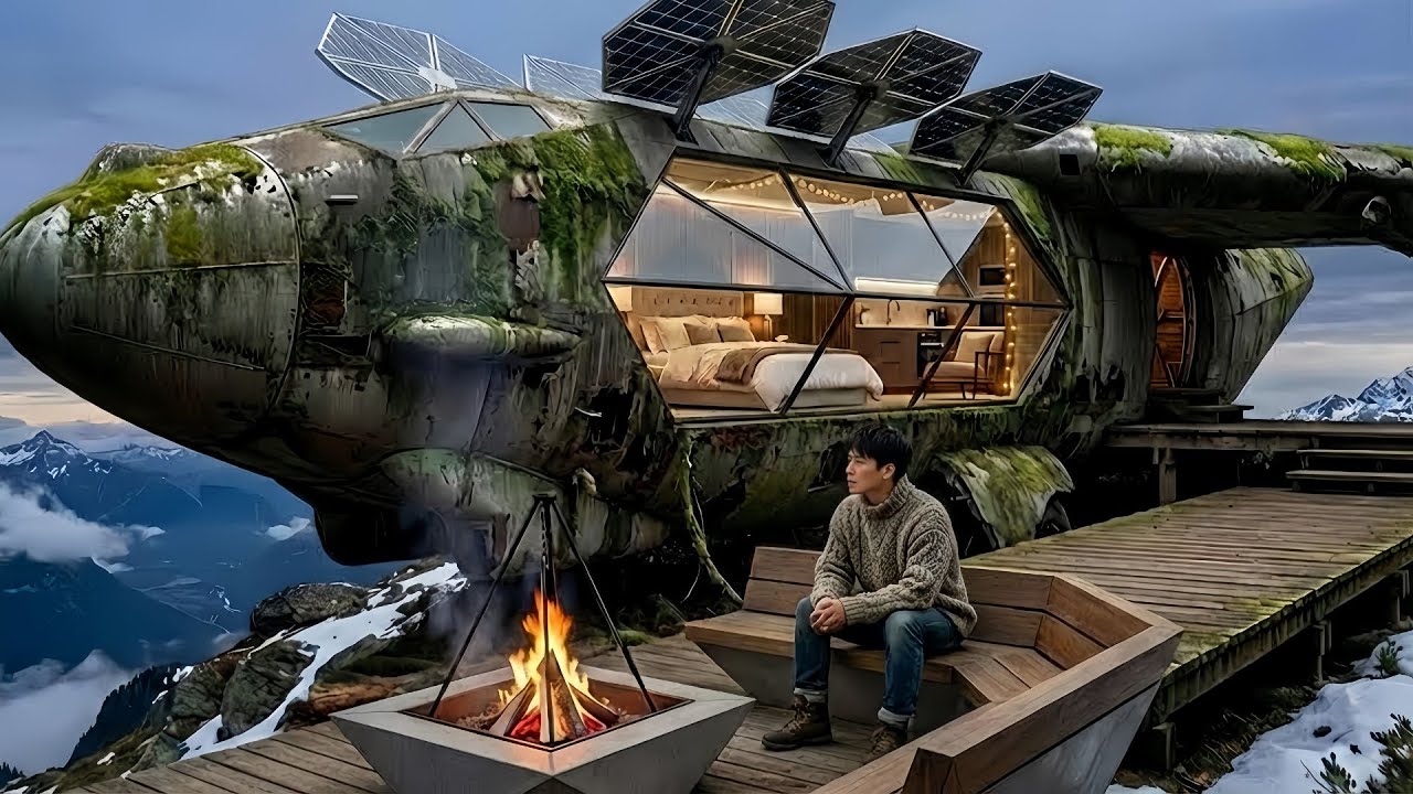 Building a Minimalist House Inside a B-52 Stratofortress All Alone (Full Construction ASMR)