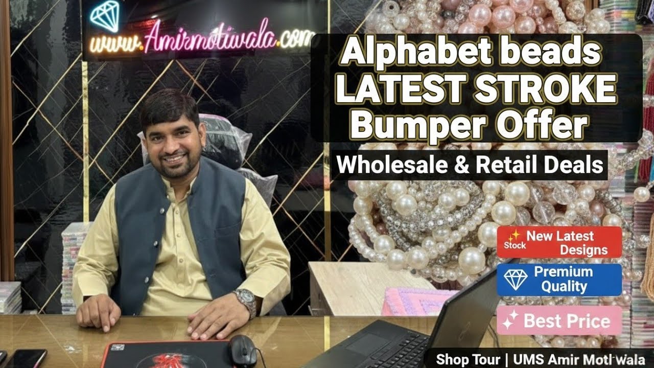 Alphabet beads LATEST STROKE Crystal beads wholesale avabile handbags Crystal Moti Amir moti Wala 