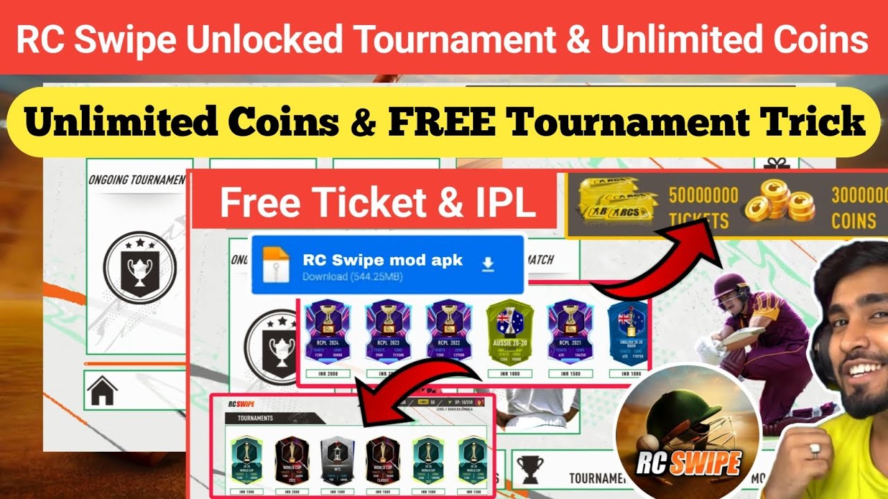 Real Cricket swipe unlimited coins & tickets trick | RC swipe all tournament unlocked trick 2025