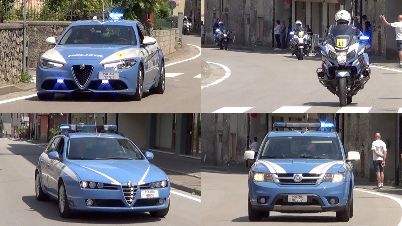 Mezzi Polizia al Giro d'Italia 2017 - Italian Police vehicles escorting 
