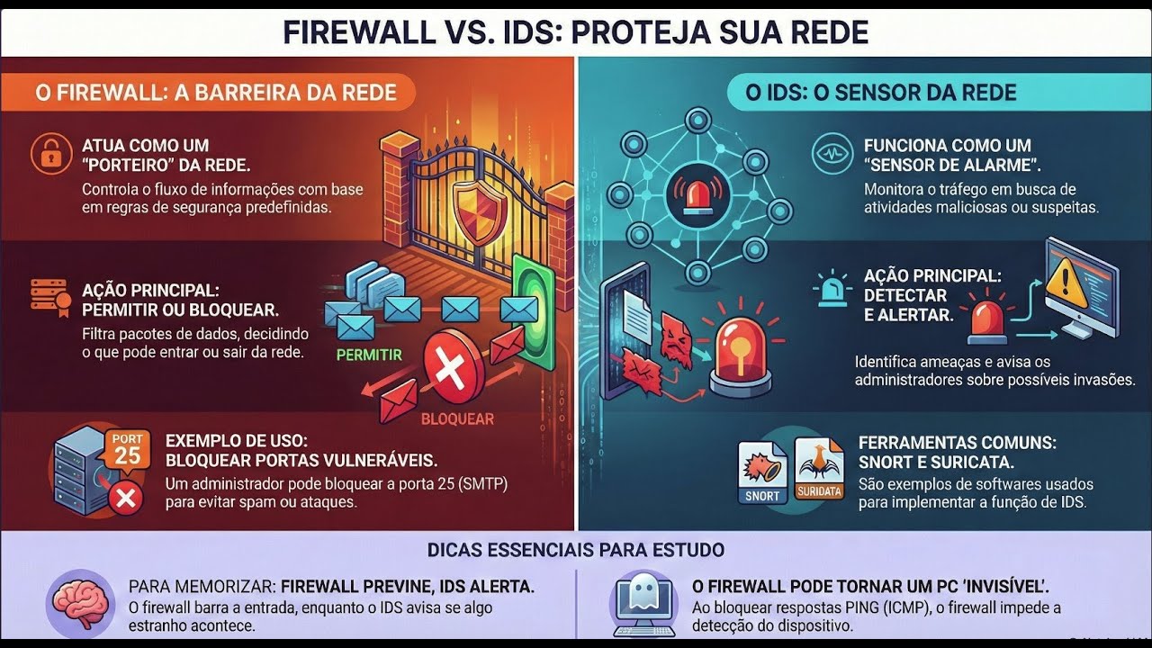 SEGURANÇA IDS, CONTEÚDO É IMPORTANTE: FIREWALL VS IDS – ENTENDA AS DIFERENÇAS AGORA! #ids #redes