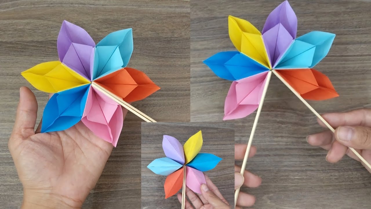 Làm bông hoa 5 cánh gấp gọn 