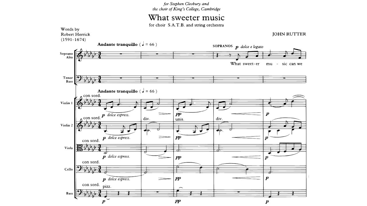 [Full Score] John Rutter - What sweeter music? (1988) for choir and string orchestra