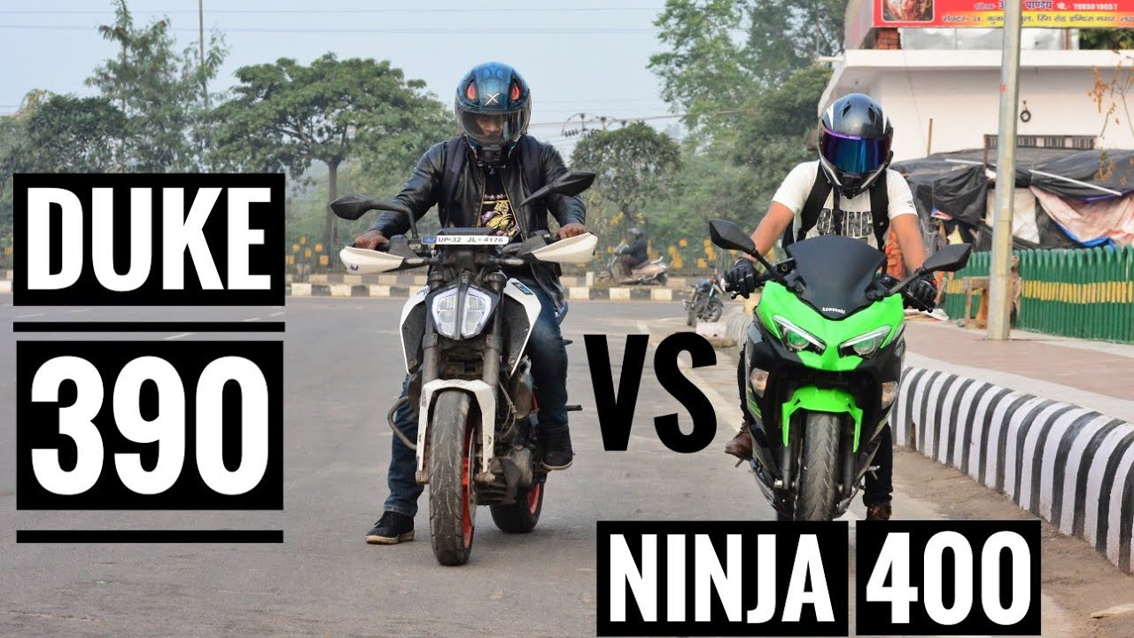 NINJA 400 VS DUKE 390 | Drag Race | Gear challenge | comparison Test | Ride Review