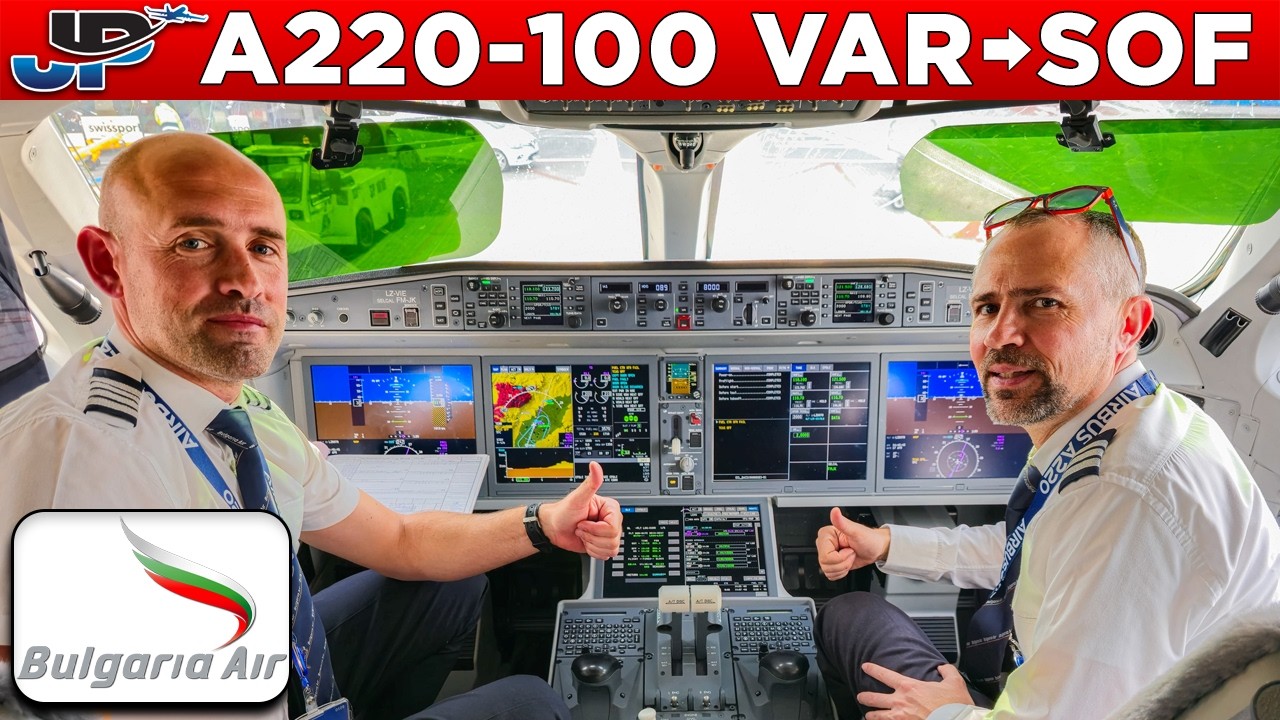 Bulgaria Air Airbus A220-100 Cockpit Varna🇧🇬 to Sofia🇧🇬
