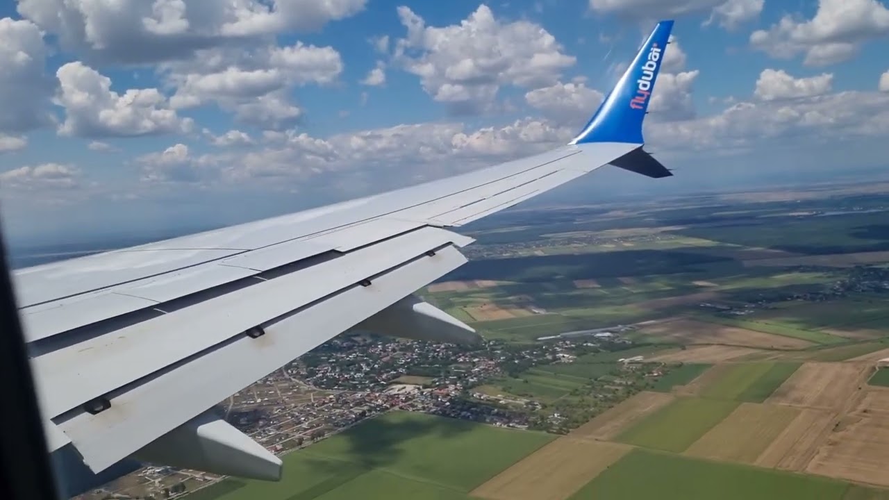 Flydubai Boeing 737 MAX 8 landing in Bucharest, Romania