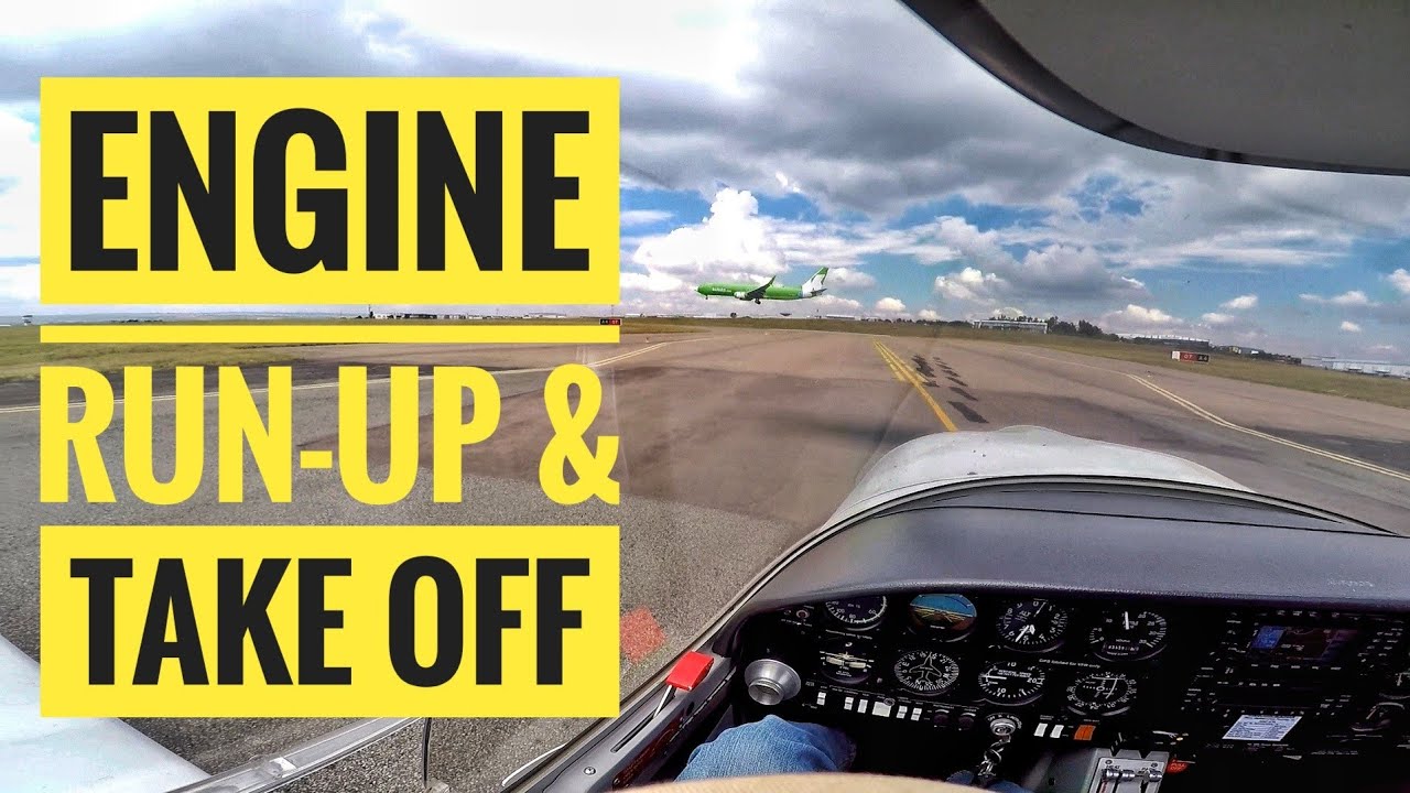 Daimond DA20 Engine Run-up and Take OFF [Flight training]