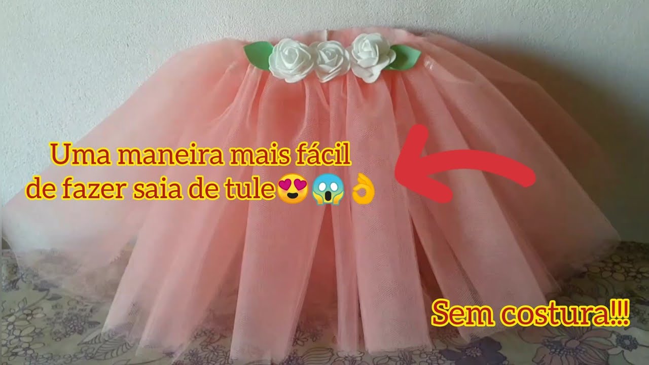 Saia de tule sem costura. Mais fácil!!!