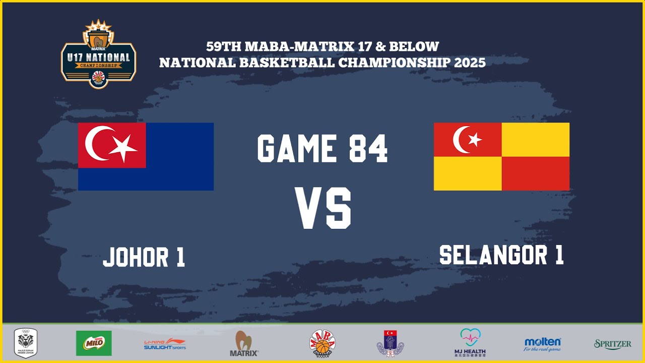 59TH MABA-MATRIX U17 2025 | COURT 1 | 5X5 | 7/6 0630 PM  | GAME 84 | JOHOR 1 VS SELANGOR 1