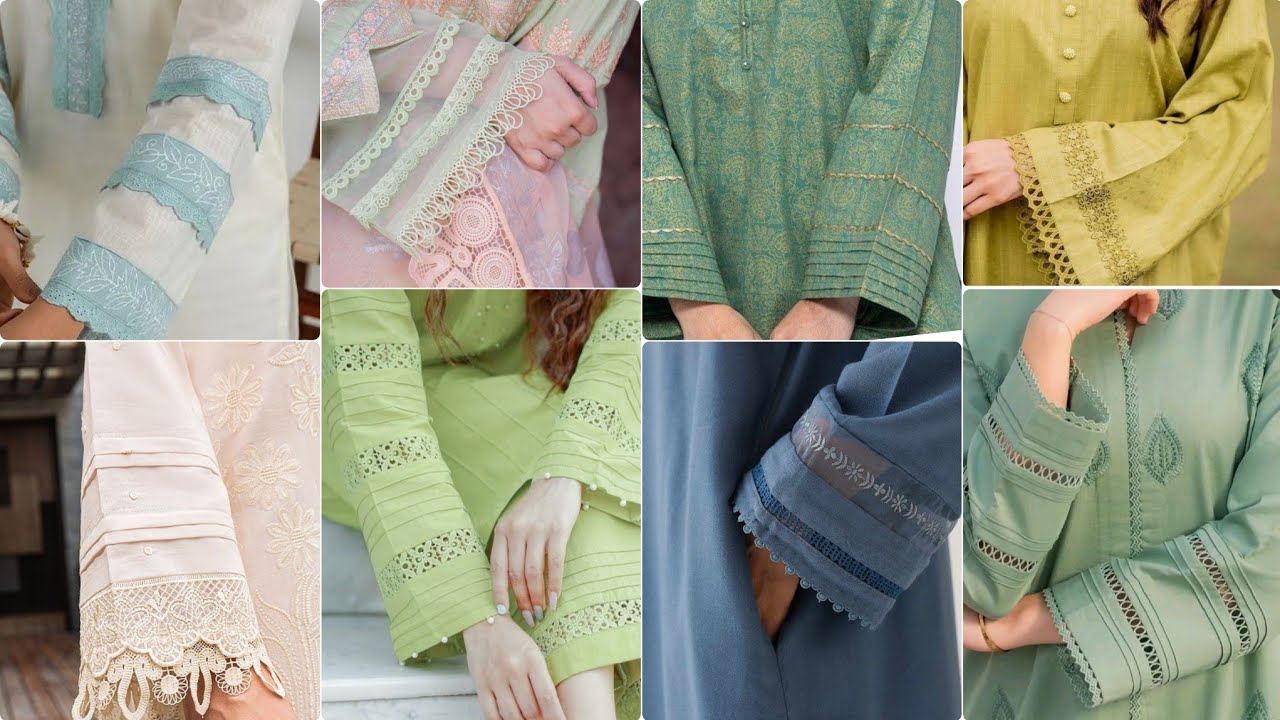 70 sleeves designs with Lace and pintux  designing for ladies Kurtis
