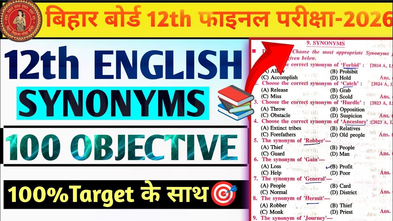 12th English Grammar Synonyms bihar board 2026/vvi objective #synonyms #englishgrammar #12thclass 