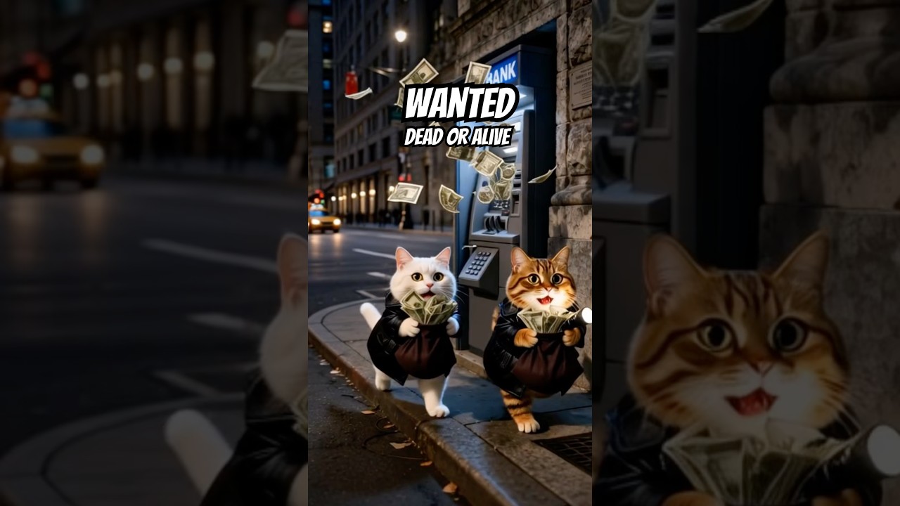 Cats Robbing ATM & Running Away! 😊🚓💨 GTA Vibes 