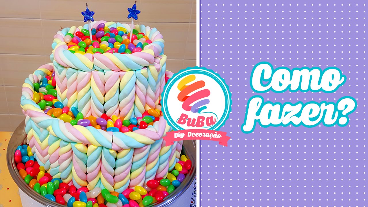 Como Fazer Bolo falso de Marshmallow - cake fake marshmallow Fini