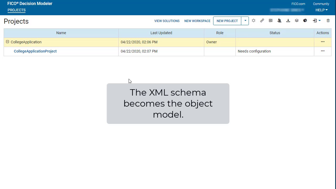 FICO&reg; Decision Modeler: Create and Configure a Project