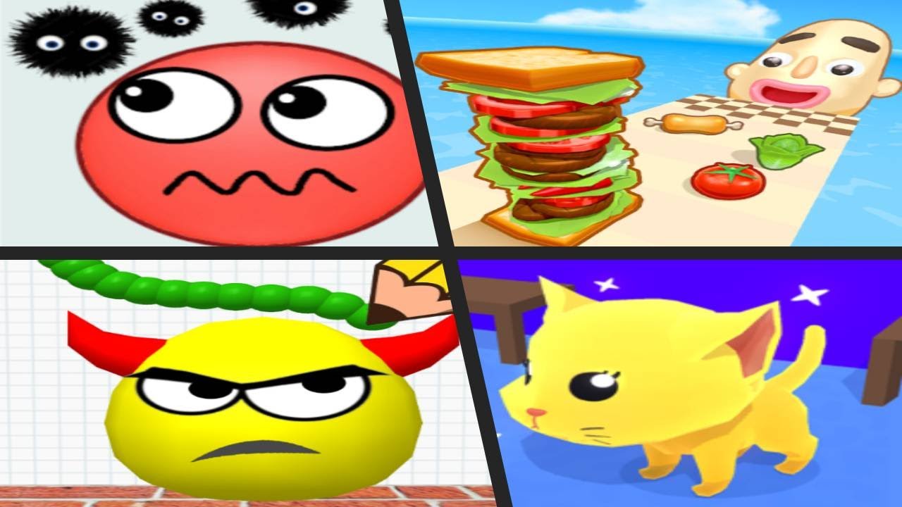 HIDE BALL vs SANDWICH RUNNER vs DRAW TO SMASH vs CAT ESCAPE - Satisfying Quadruple Gameplay ios APK