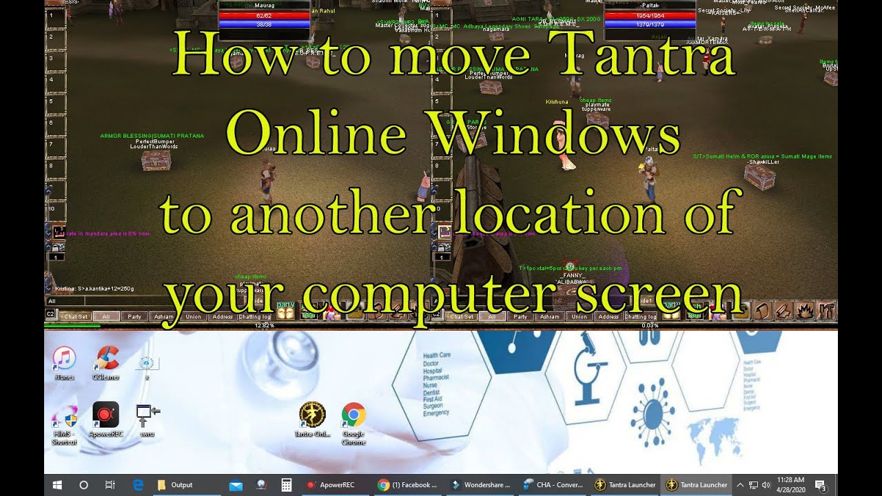 How to move Tantra Online Windows Or Online games to another location of your computer screen