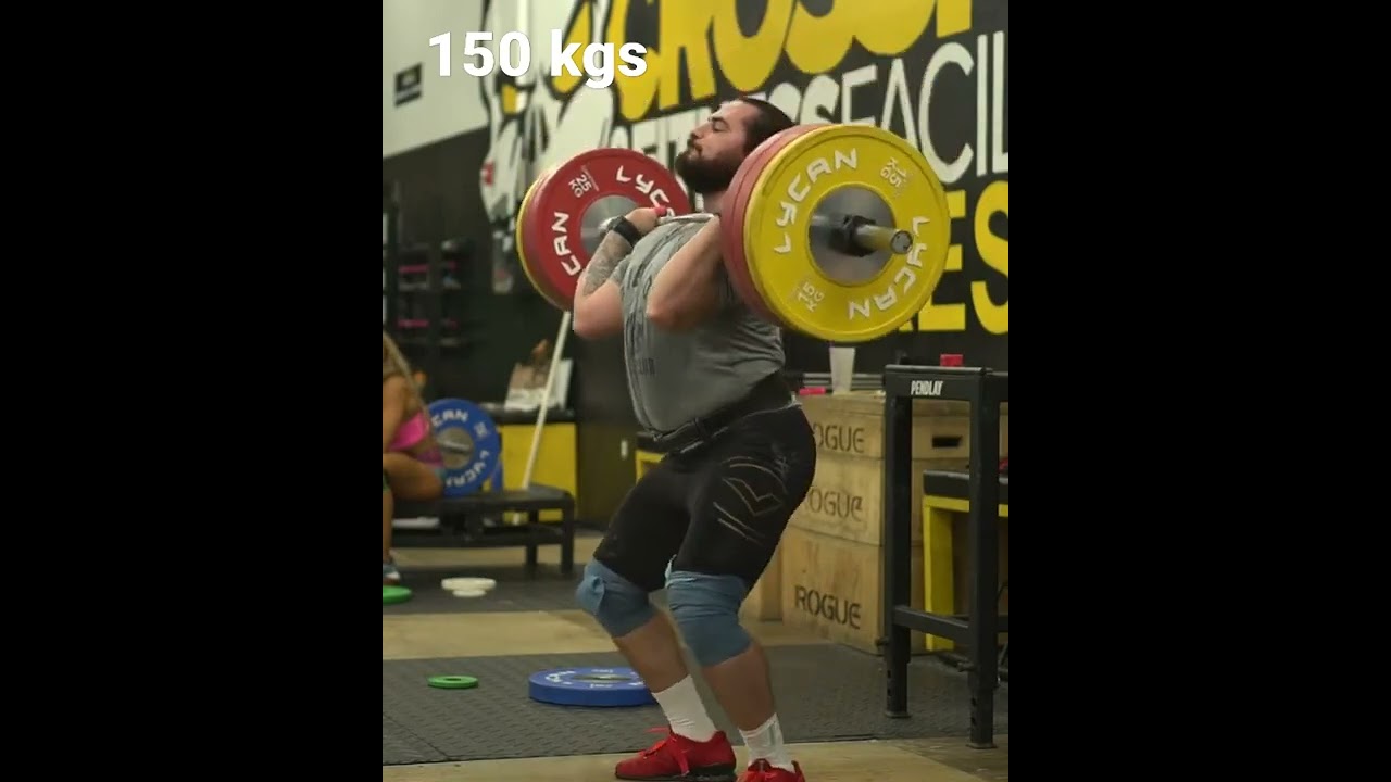 150 kgs 1+3 power clean and sholder press by a USA champion player weightlifting motivation