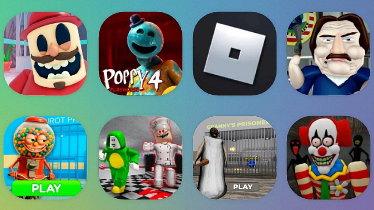 Roblox; Granny Prison Run, Poppy Playhouse Chapter4, Chopper's Epic, Escape The Petshop!,...