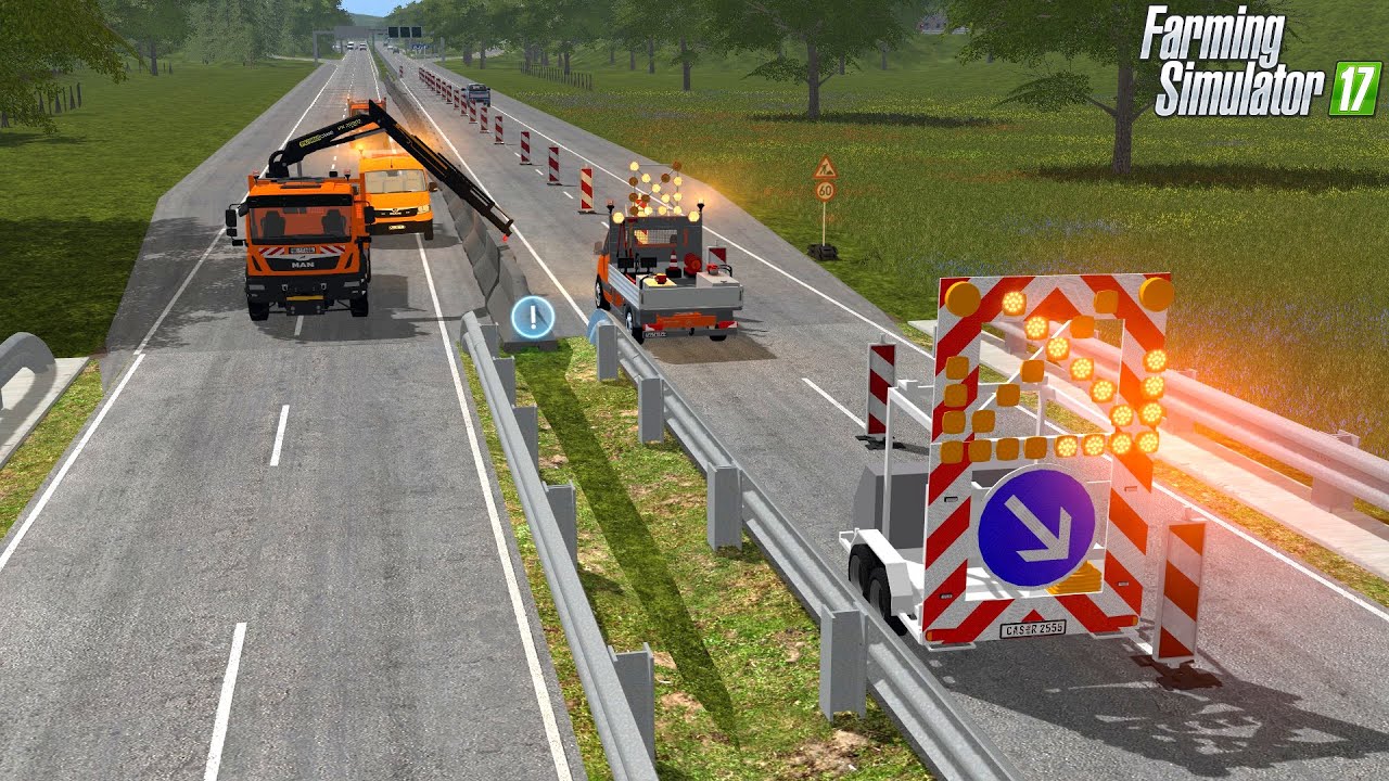 LS17 - Auftrag für die Autobahnmeisterei Königsberg! Mittelleitplanke reparieren!