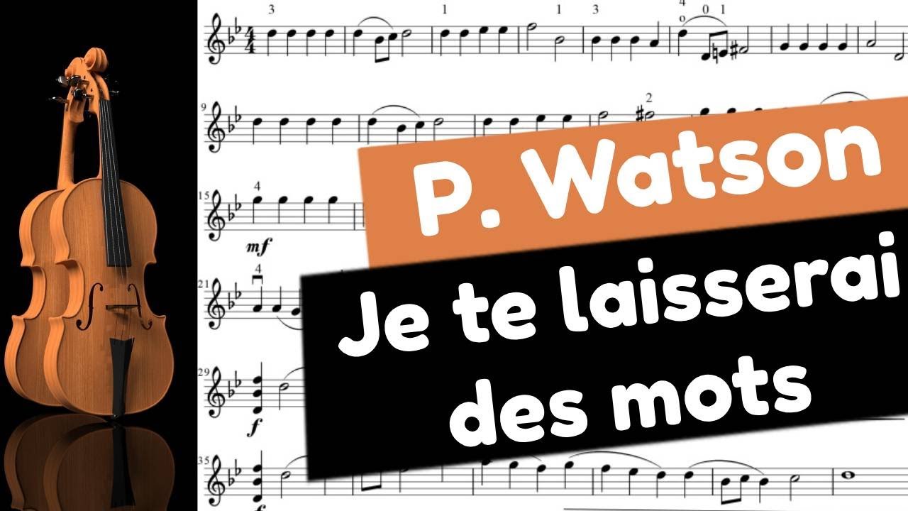 Patrick Watson - Je te laisserai des mots - Violon Partiton