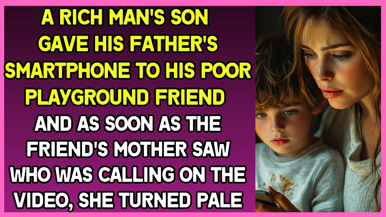 Rich man's son gave his father's smartphone to his poor friend. His mother was stunned by video call