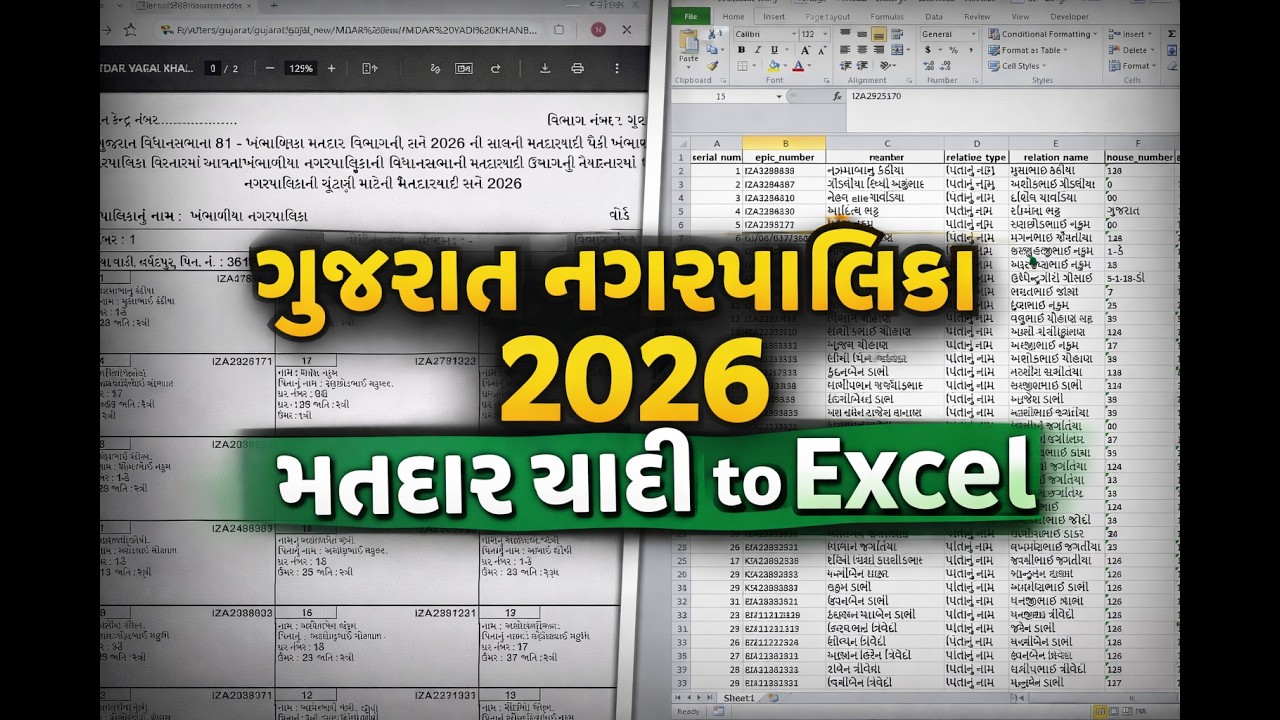 Gujarat Nagarpalika Voter List 2026 PDF to Excel | PDF ને Excel માં કન્વર્ટ