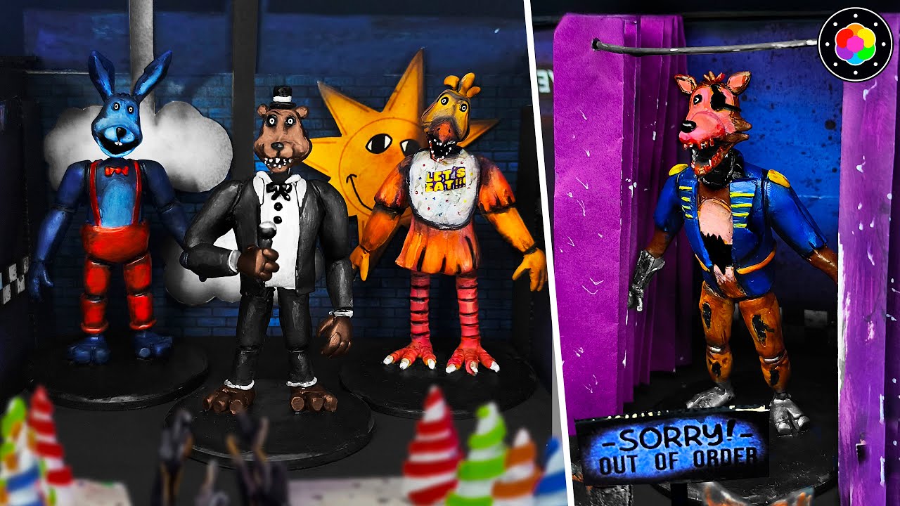 Construyendo LA PIZZERÍA de FNAF TERROR ANALÓGICO! (Freddy, Chica, Bonnie y Foxy) Clay | PlastiVerse