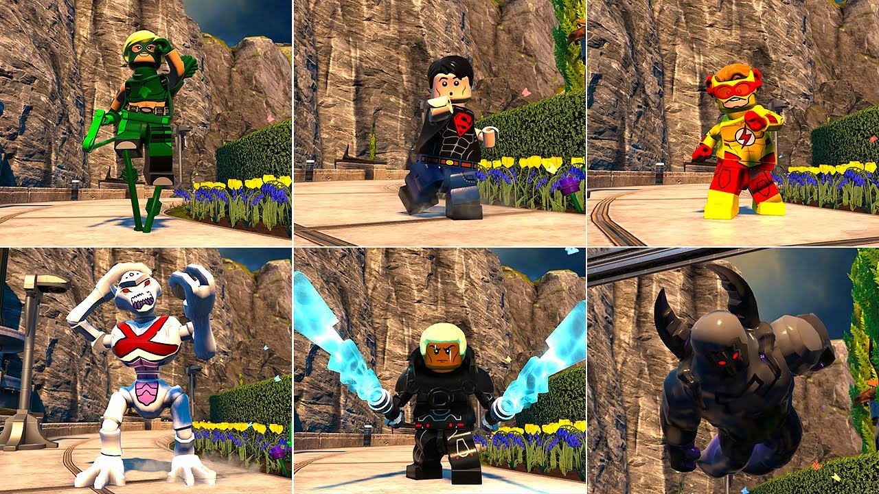 LEGO DC Super-Villains - All Young Justice DLC Level Characters (Free Roam & Showcase)