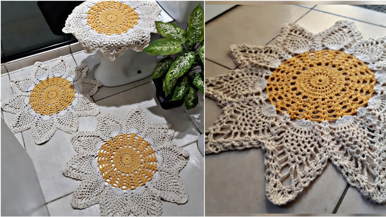 Jogo de Banheiro Margarida Fácil em Ponto Abacaxi ♡ Tutorial Crochê Passo a Passo