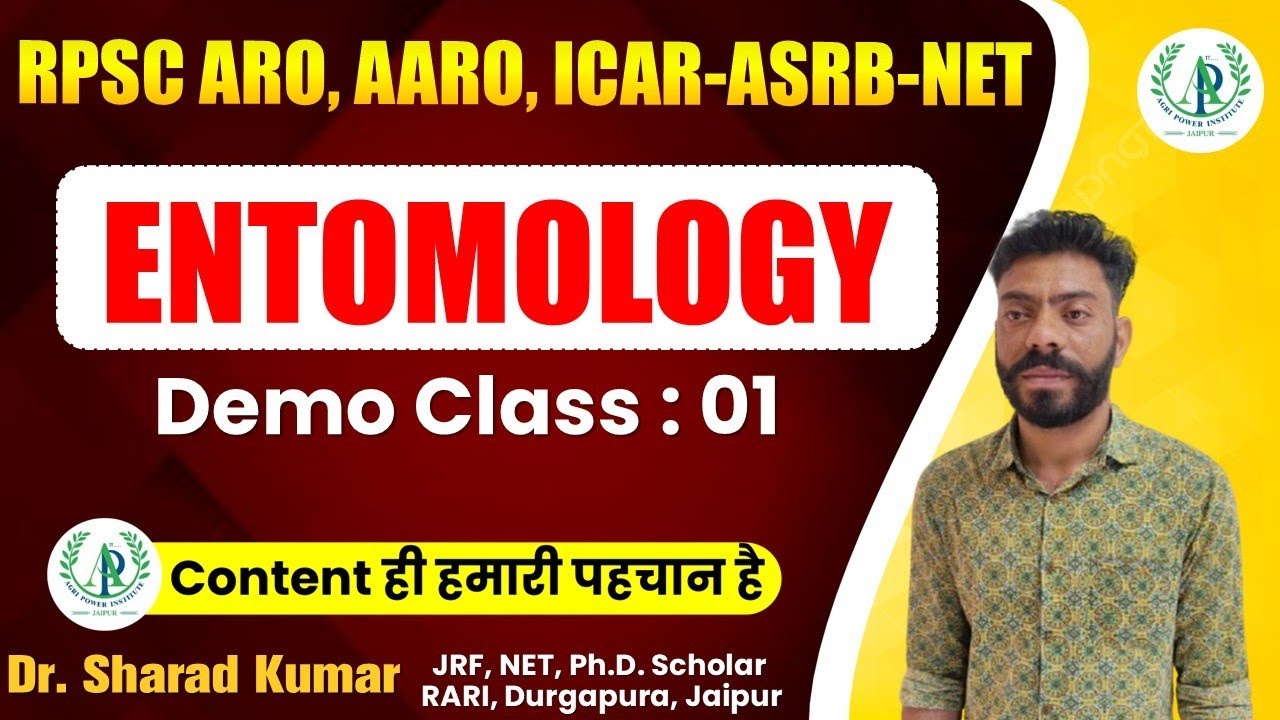 ARO , AARO Entomology Demo Class Live - 01 by Dr. Sharad Sir || ICAR ASRB NET Class