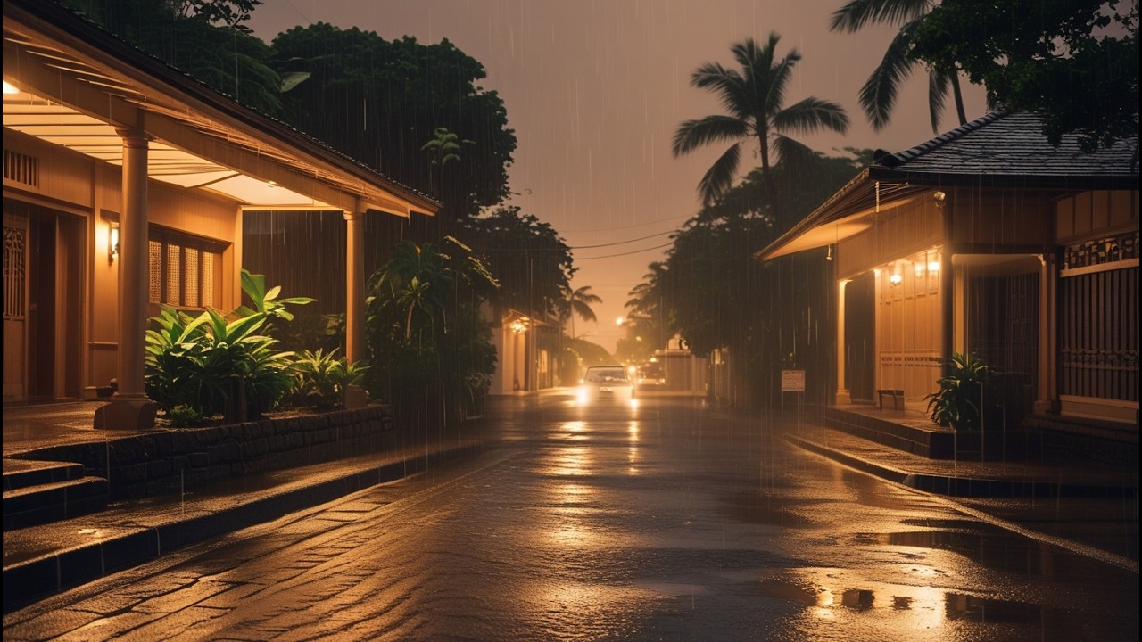 🔴 Sleep in 5 minutes | Soft Rain Sound, Relax, Sleep, Heal | Soothing Night Rain on a Quiet Street