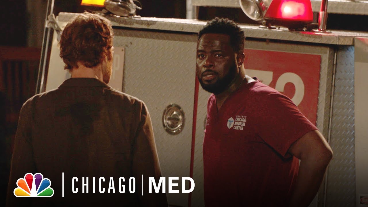 Herrmann Helps Halstead and Scott Out of Halstead&rsquo;s Burning Building | NBC&rsquo;s Chicago Med
