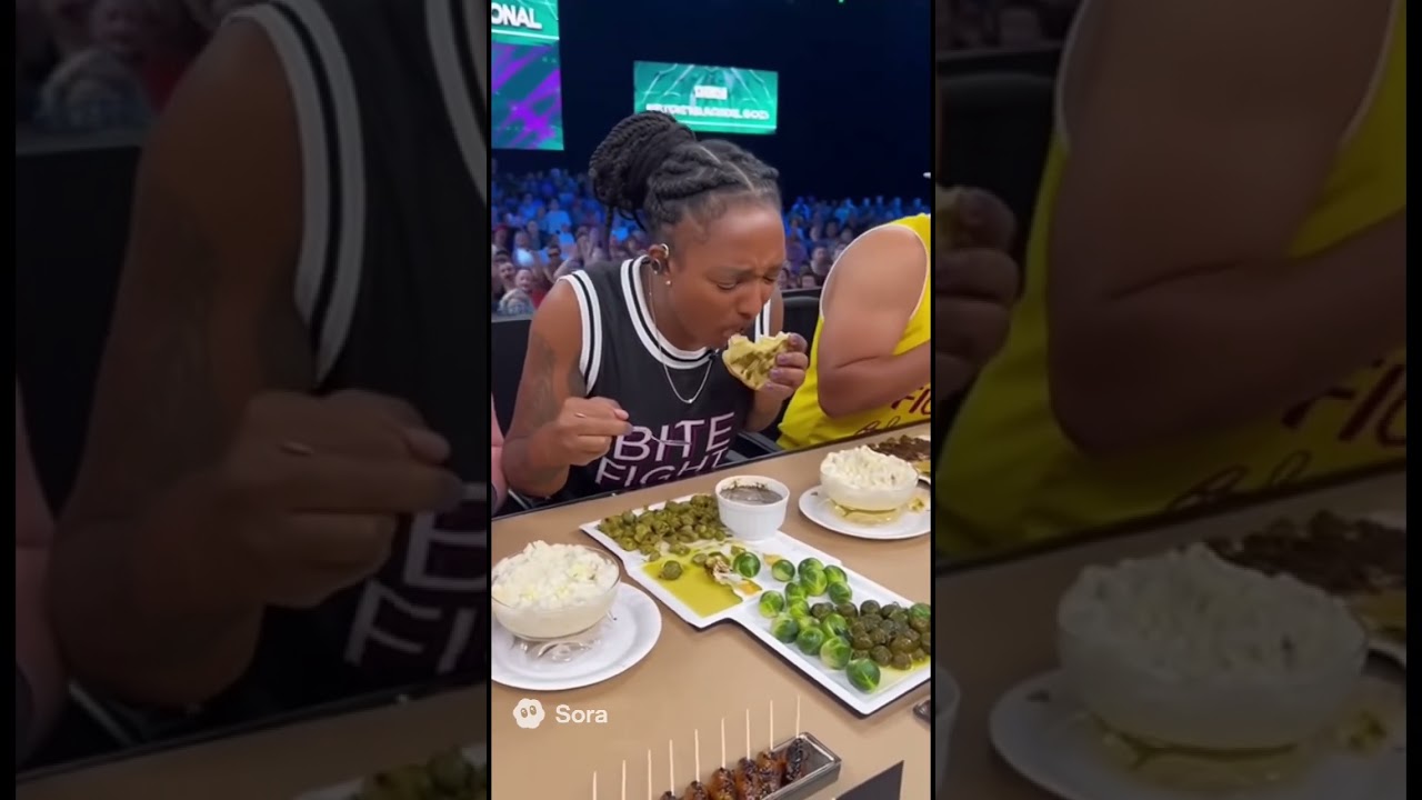 Disgusting food eating competition #sports #sportsai #ai #sora #futuresports #eating #sora2 #food