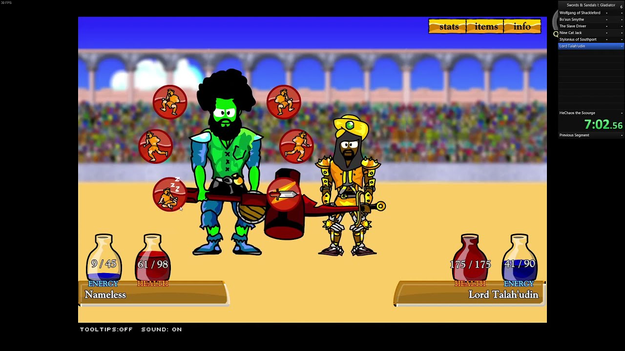 Swords and Sandals Speedrun 14:01