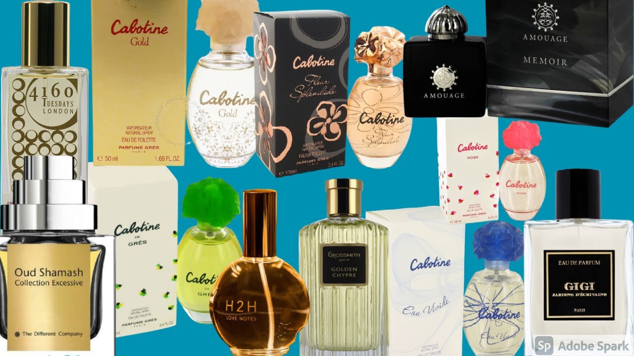 Cabotine Fleur Splendide, Cabotine Gold, Cabotine Eau Vivide/ Olfactif GiGi, and Golden Chypre.