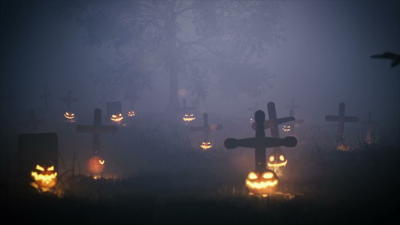 Halloween Background Video - Haunted Spooky Pumpkin Graveyard