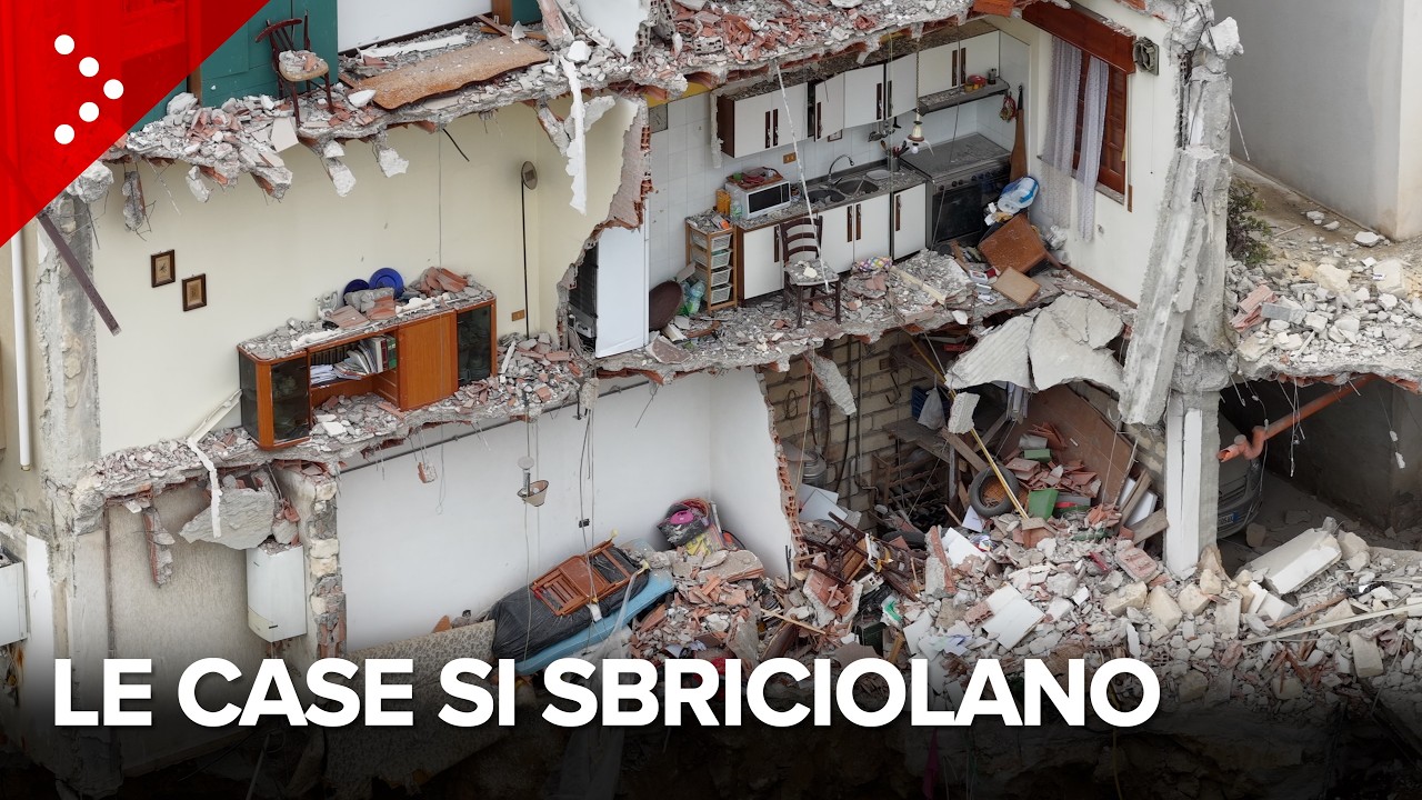 Niscemi, nuovi crolli sul coronamento della frana: il terreno e le case continuano a sbriciolarsi
