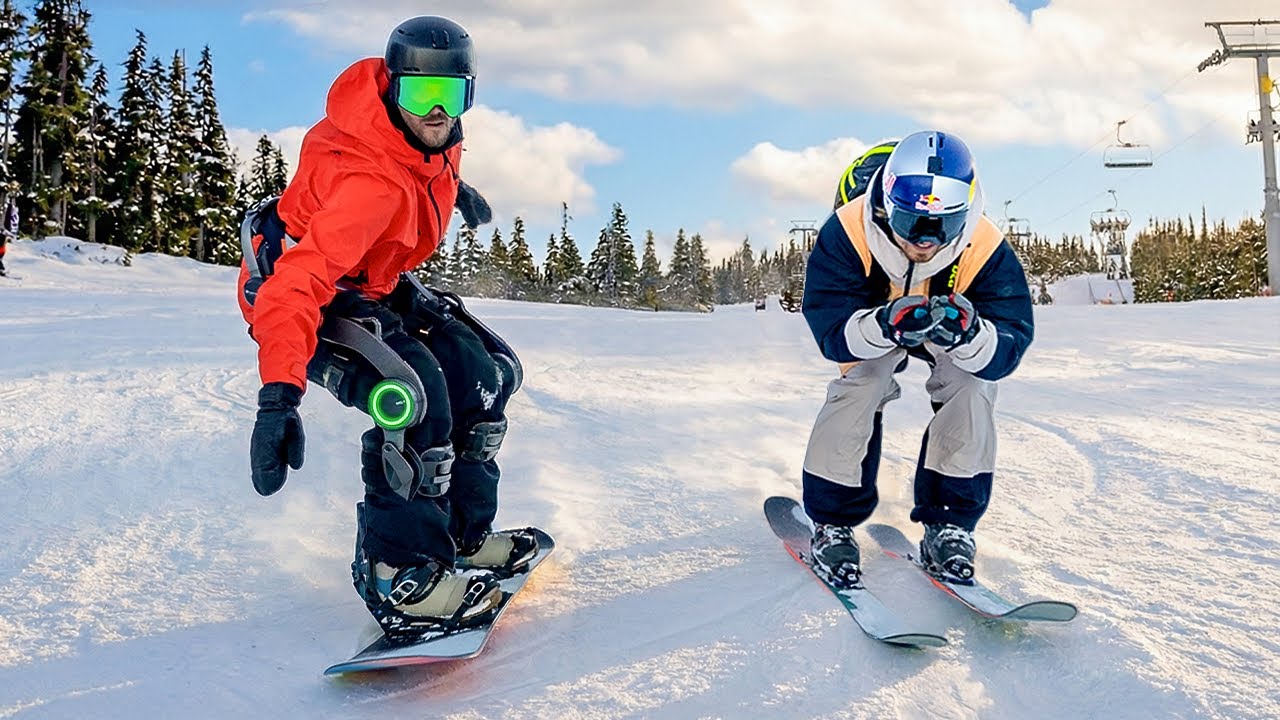 I Cheated a Race Using an Exoskeleton (Skier vs Snowboarder)