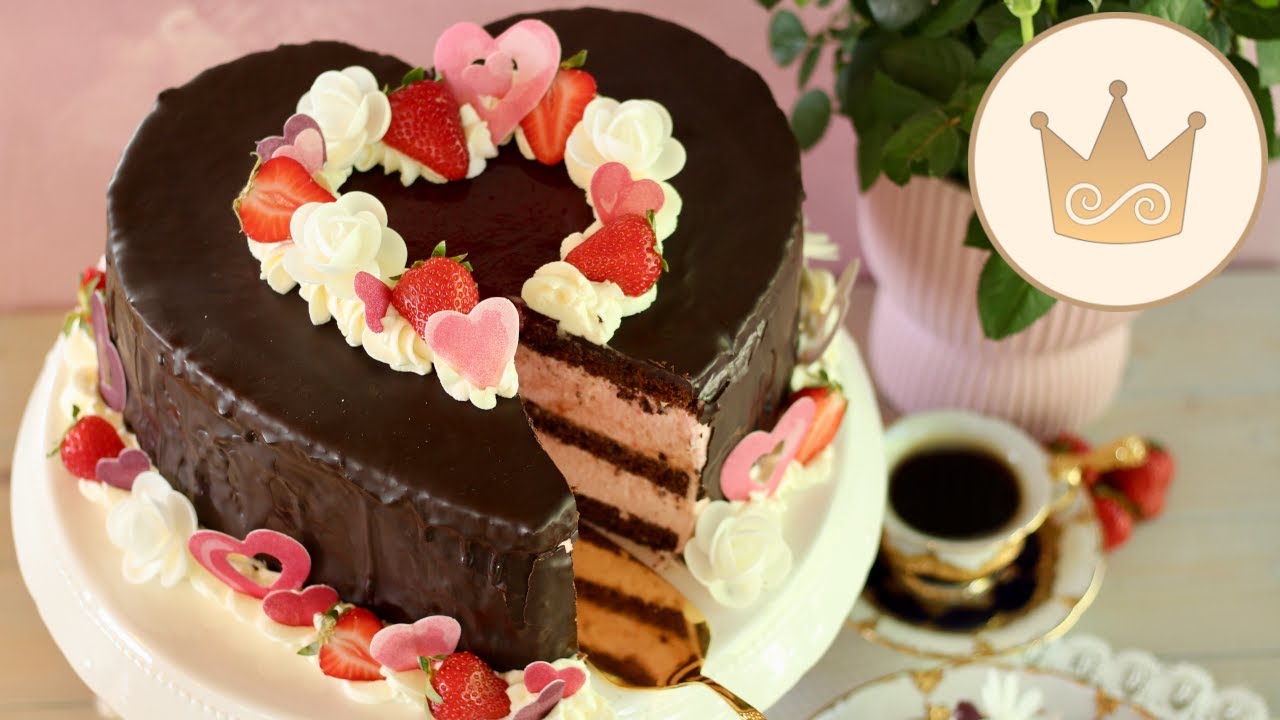 Leckere SCHOKOTORTE mit ERDBEEREN backen! Herz-Torte! 💝 GEBURTSTAGTORTE! REZEPT VON SUGARPRINCESS