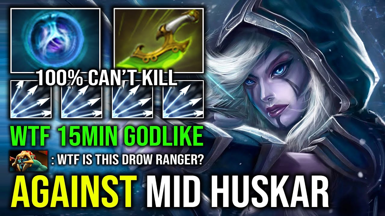 How to Solo Mid Drow Against Huskar with 15Min Godlike 100% Unkillable Max Frost Arrow Dota 2